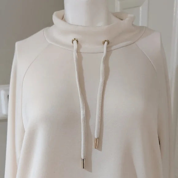 Scoop Women's Soft Cream Funnel-Neck Drawstring Sweatshirt Large (12-14)