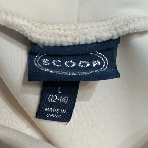 Scoop Women's Soft Cream Funnel-Neck Drawstring Sweatshirt Large (12-14)