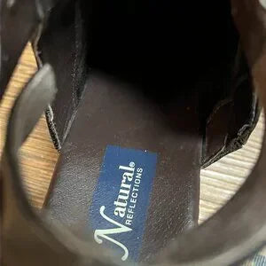 Natural Reflections Ancora Black Wedge Clog Ankle Boot size 7.5