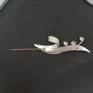 Silver Brooch Floral Statement Pin Handcrafted Vintage Elegant