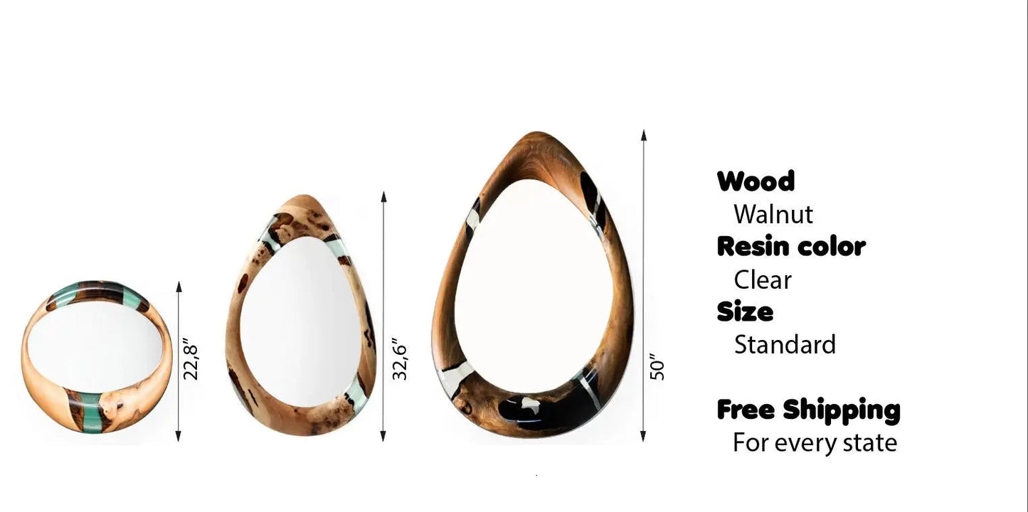 Epoxy-Resin and Walnut, Unique Mirrors